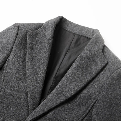 Men's Slim Fit Long Coat Classic Lapel Design
