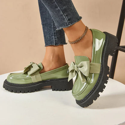 Comfortable Ladies Bow Detail Loafers Shoes