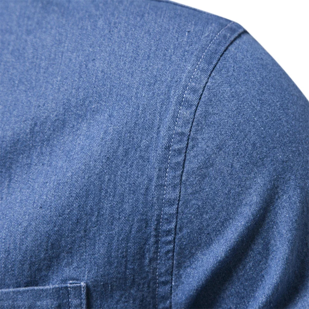 Men's Long Sleeve Button Front Shirt Cotton