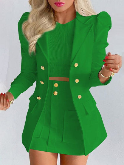 Chic Women's Suit Jacket and Skirt Set