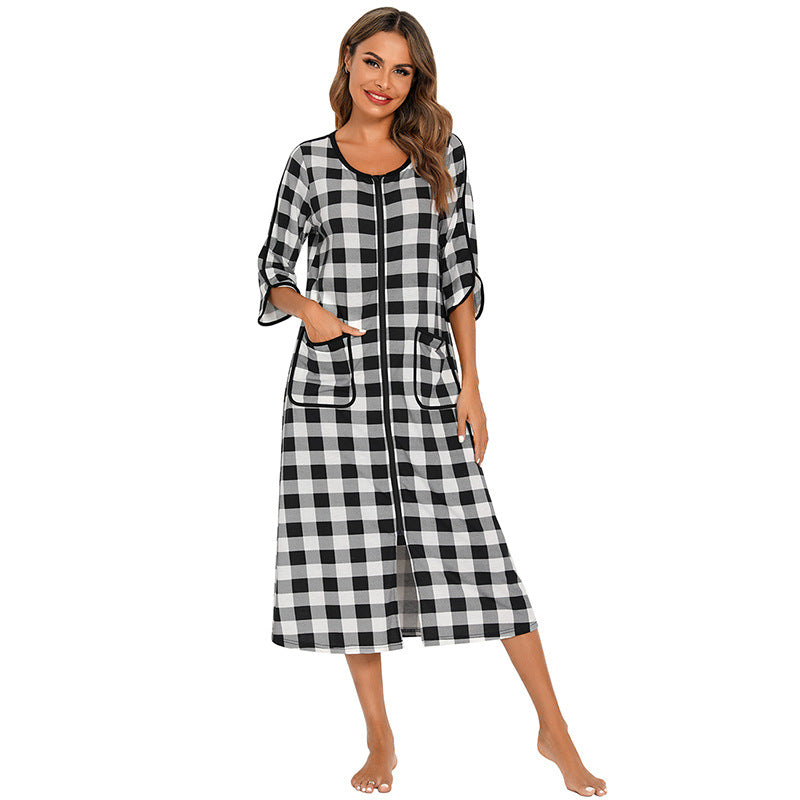 Women's Hooded Zip Up Nightdress