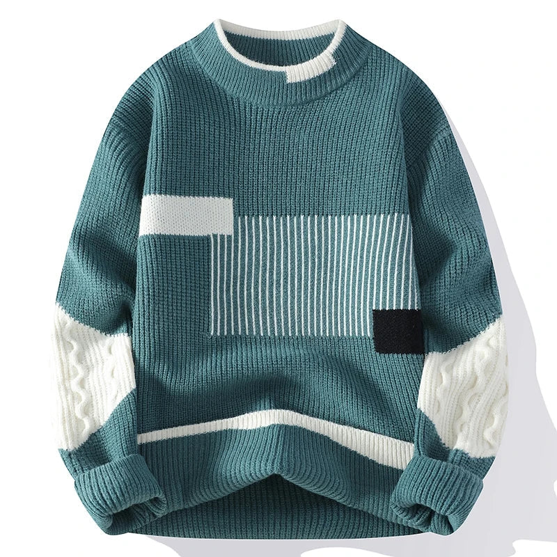 Men's Color Block Crew Neck Sweater