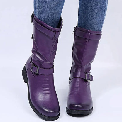 Women's Flat Boots Buckle Strap