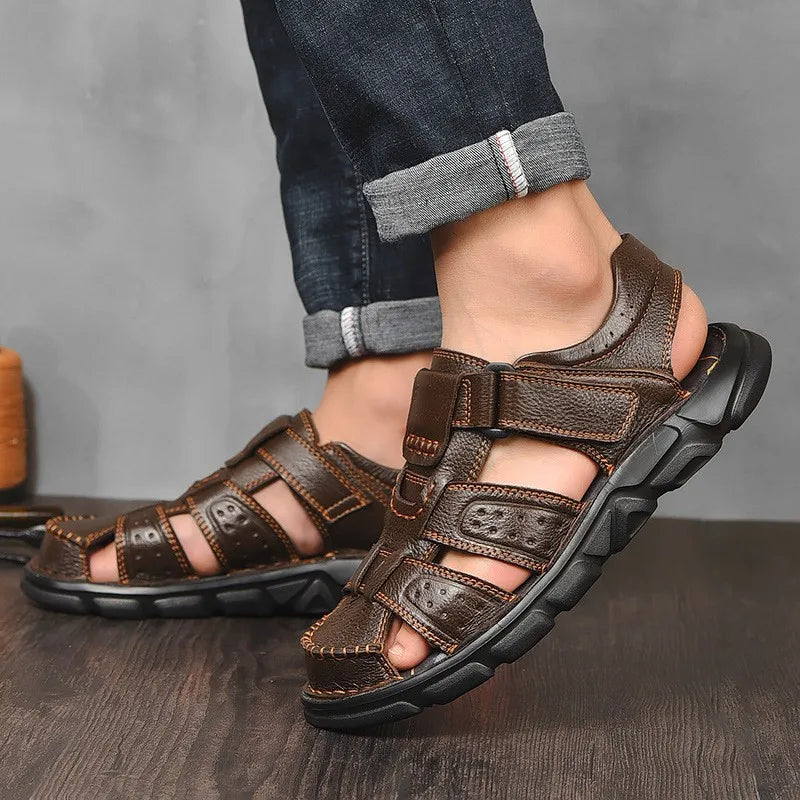 Authentic Brown Leather Summer Sandals