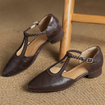 Classic Ladies Pointed Toe Leather Flat Shoes