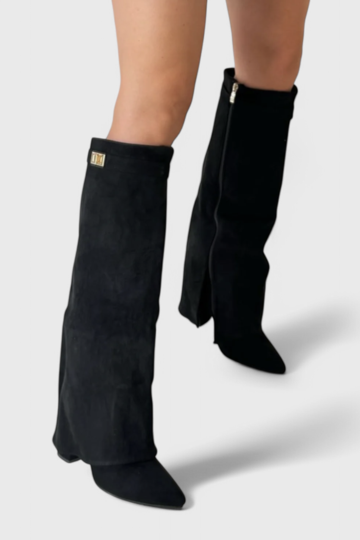 Women's Knee-High Pointed Toe Boots Low Heel