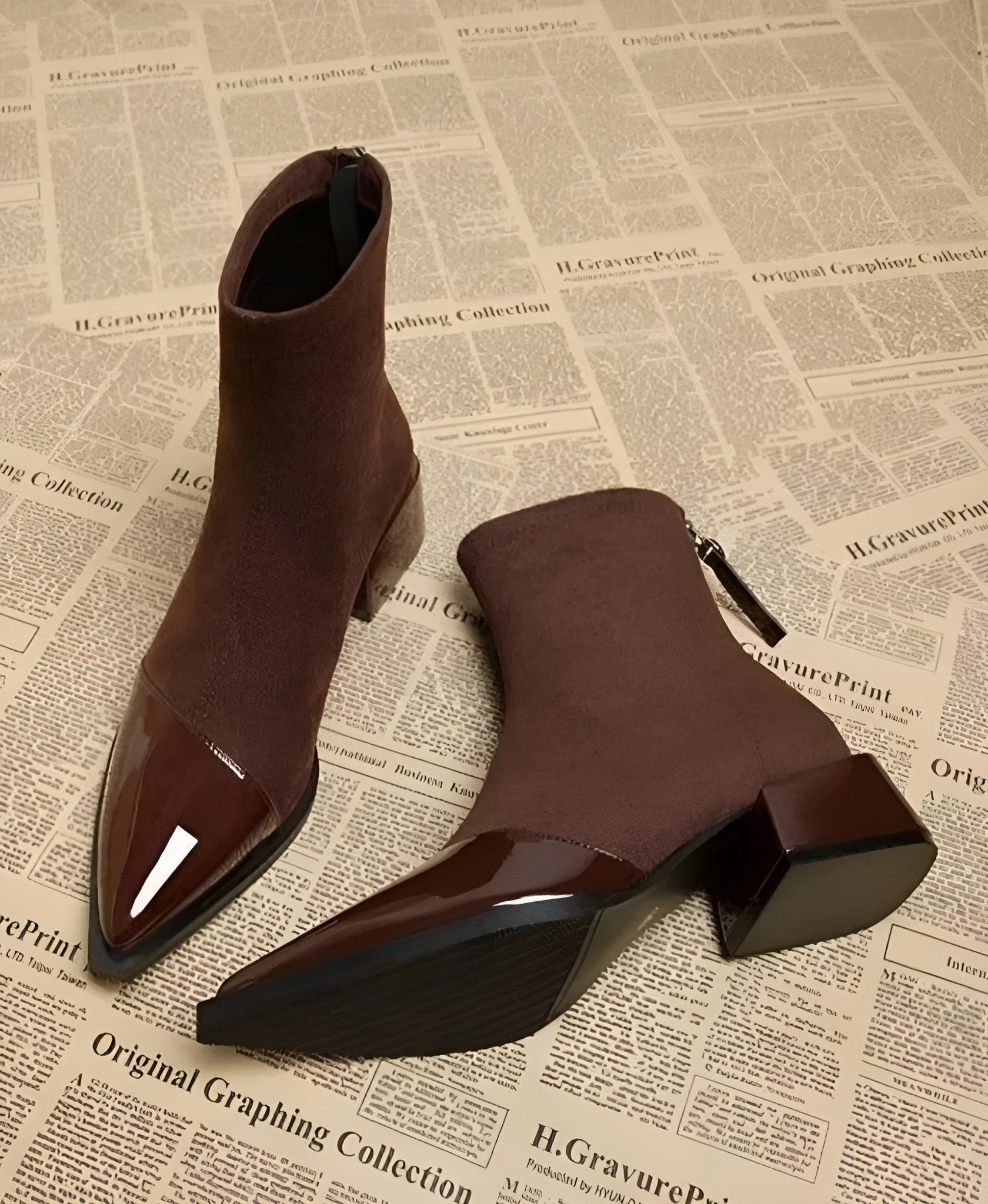 Warm Women's Low Heel Ankle Boots - VibreMode