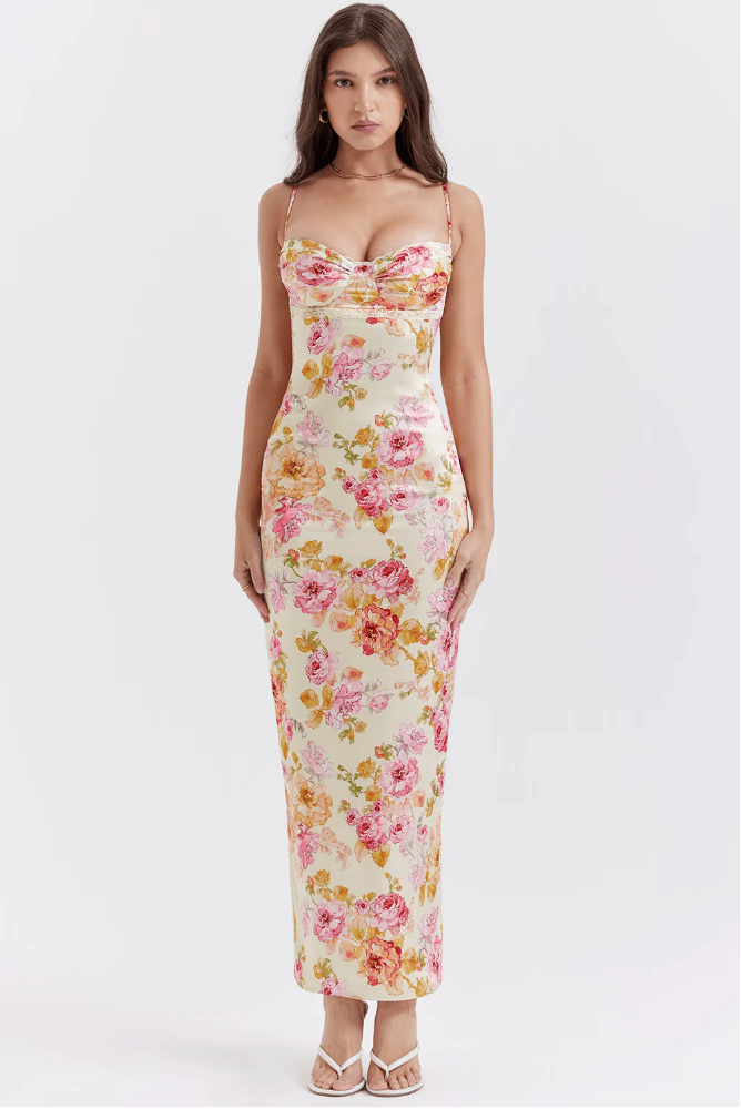 Elegant Ladies Floral Summer Party Dress