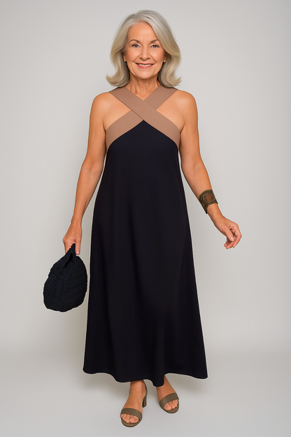 Beautiful V-Neck Floor Length Dress - VibreMode
