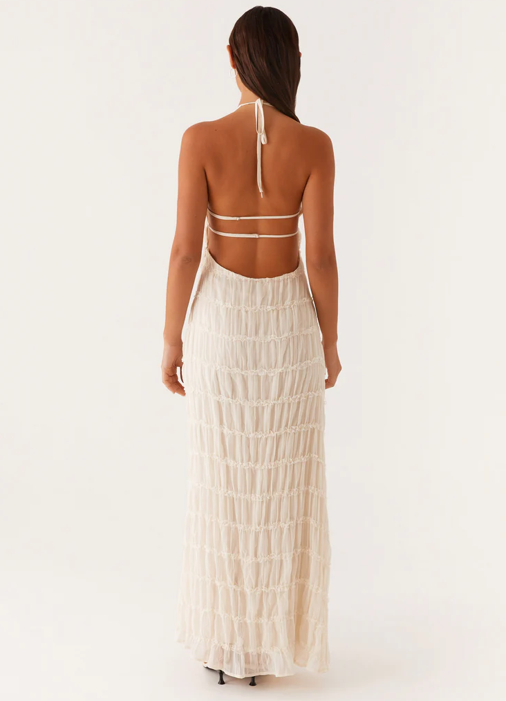 Women's Fitted Halter Maxi Dress