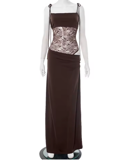 Women's Maxi Dress Lace Waist Panel