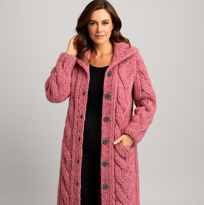 Warm Cable Knit Hooded Jacket Coat