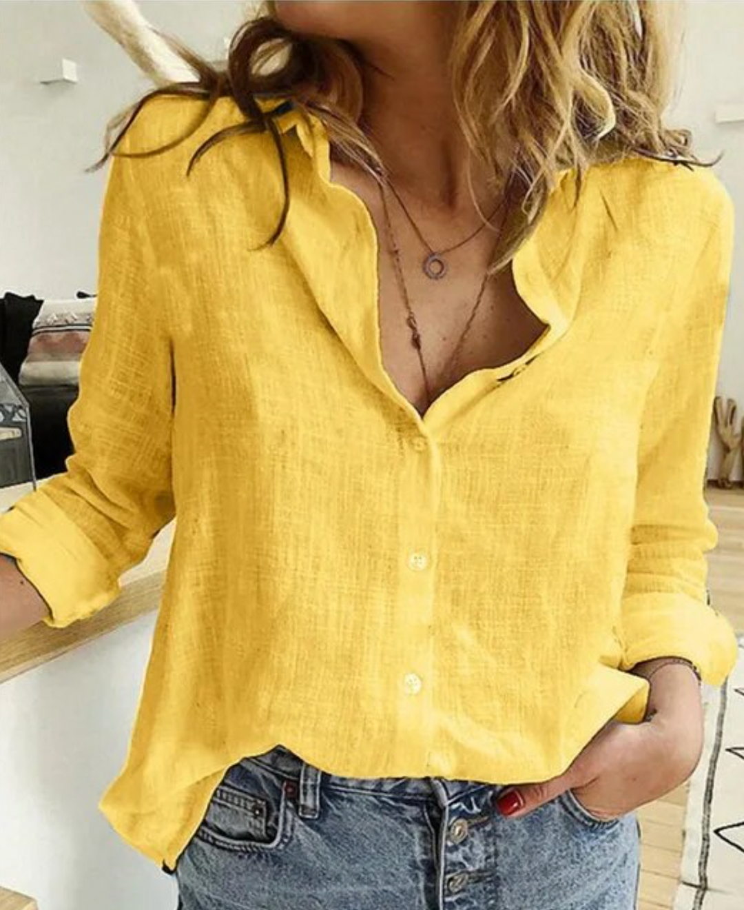 Women's Long Sleeve Blouse Soft Fabric Elegant Draping