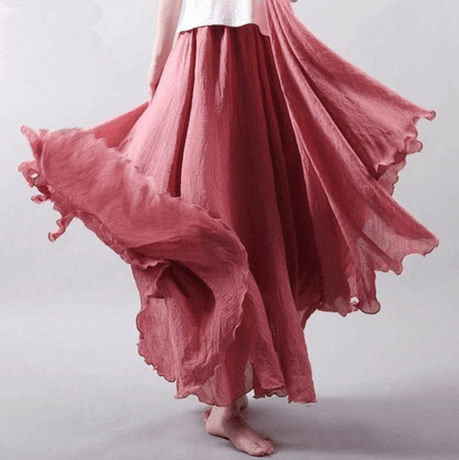 Women's Linen Maxi Skirt Bohemian Style