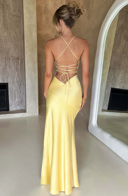 Women's Elegant Maxi Dress Thigh-High Slit