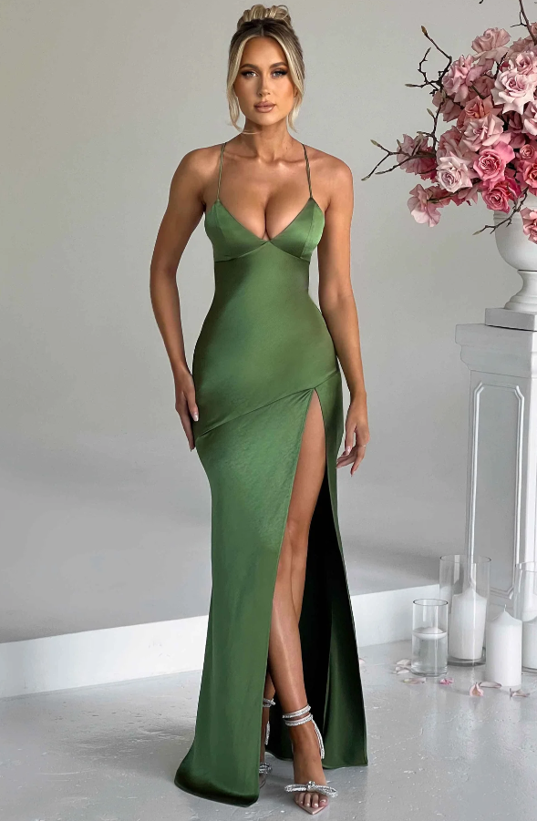 Women's Elegant Maxi Dress Thigh-High Slit