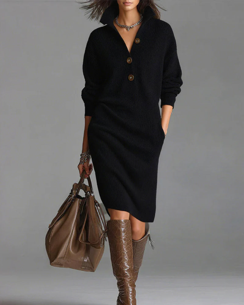 Classic Crew Neck Knit Dress