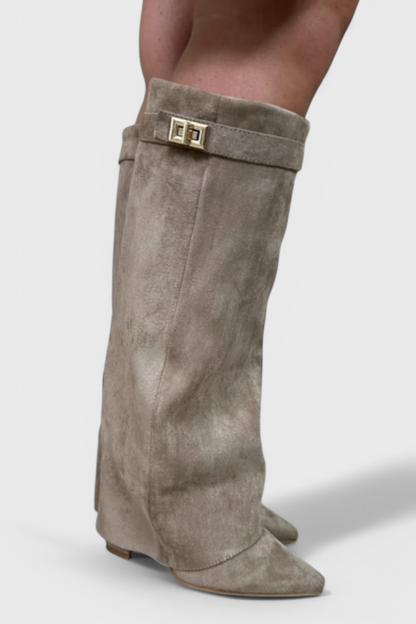 Women's Knee-High Pointed Toe Boots Low Heel