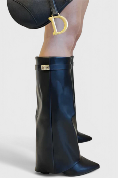 Women's Knee-High Pointed Toe Boots Low Heel