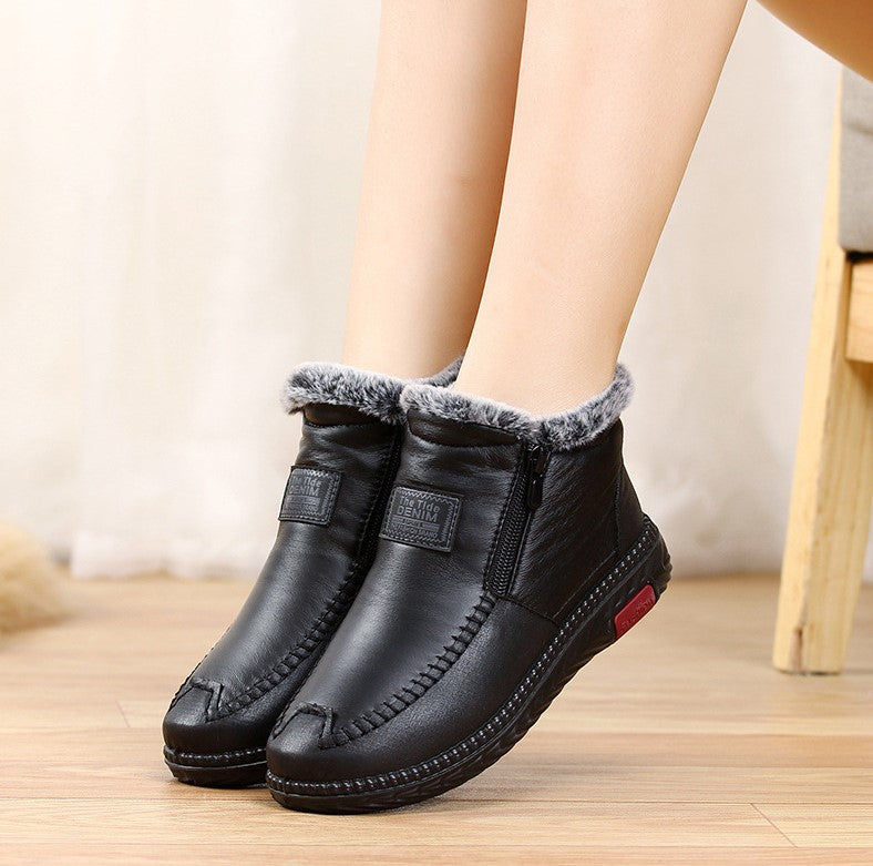 VibreMode Women's Leather Winter Boots Non-Slip