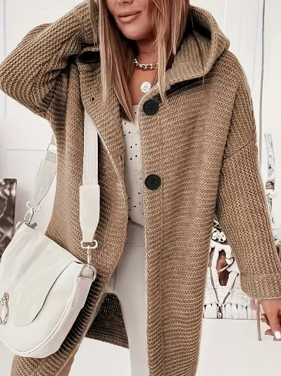 Women's Loose Hooded Cardigan Long Sleeve