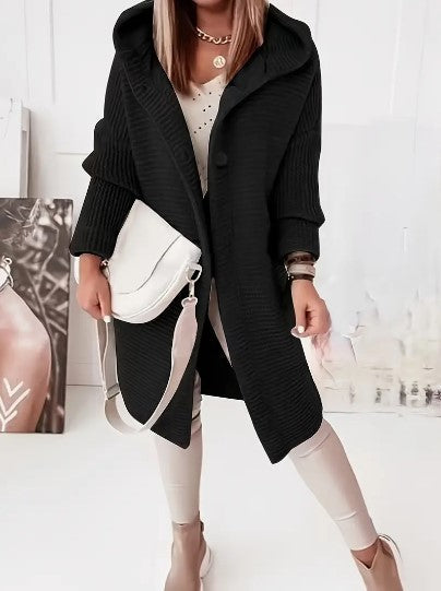 Women's Loose Hooded Cardigan Long Sleeve