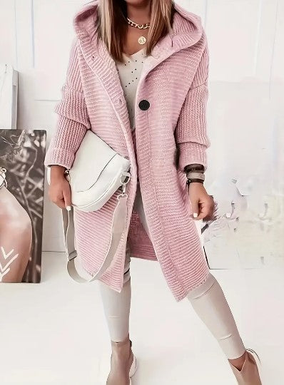 Women's Loose Hooded Cardigan Long Sleeve
