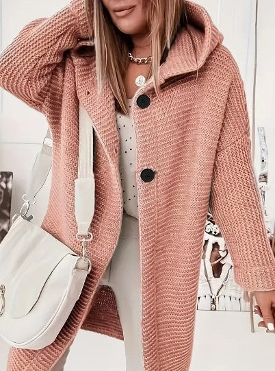 Women's Loose Hooded Cardigan Long Sleeve