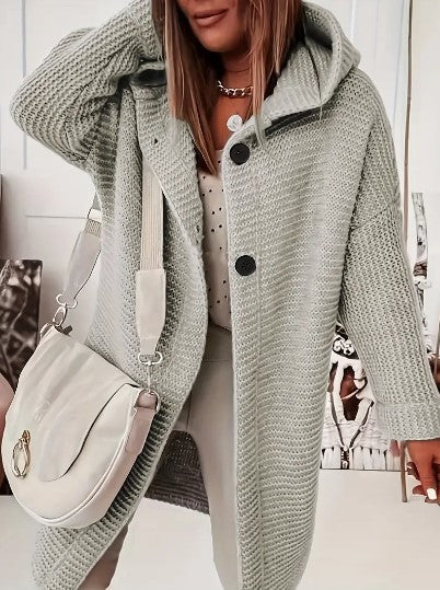 Women's Loose Hooded Cardigan Long Sleeve