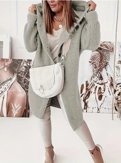 Women's Loose Hooded Cardigan Long Sleeve
