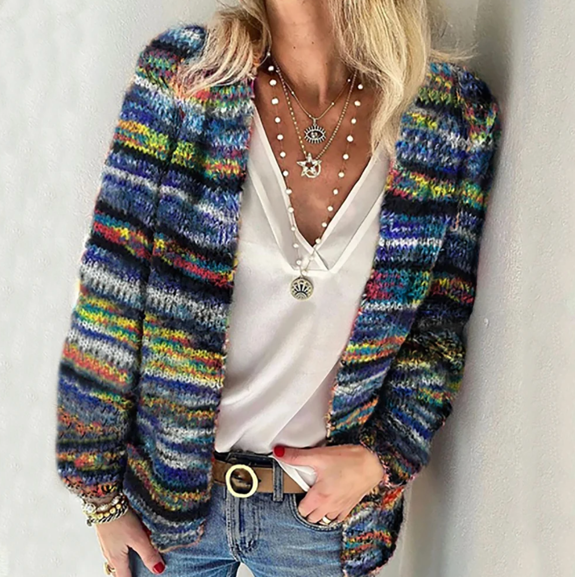 Colorful Soft Knit Cardigan