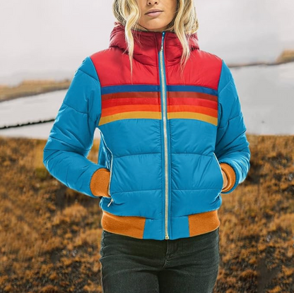 Classic Vintage Stripe Ladies Padded Coat