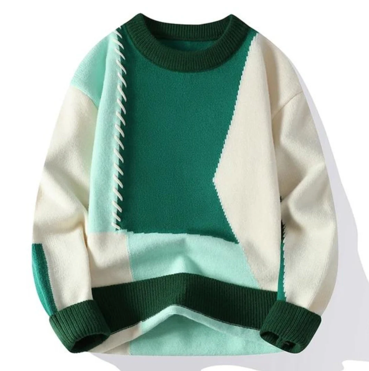 Colorful Quilted Knit Sweater