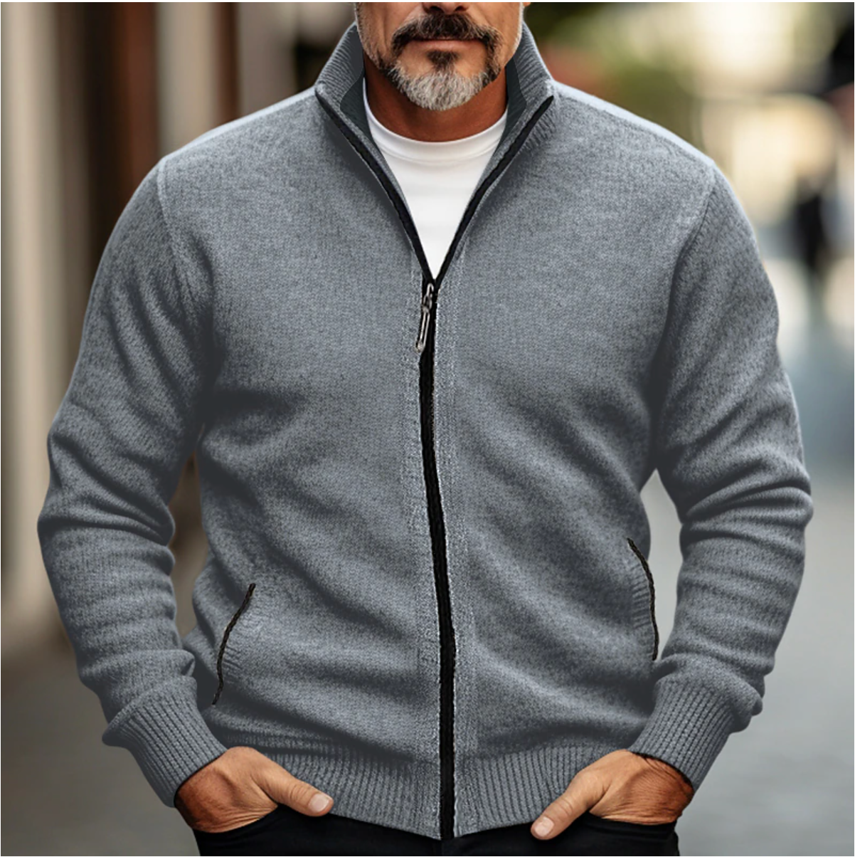Men's Zip-Up Cardigan Soft Knit Sweater