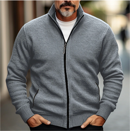Men's Zip-Up Cardigan Soft Knit Sweater