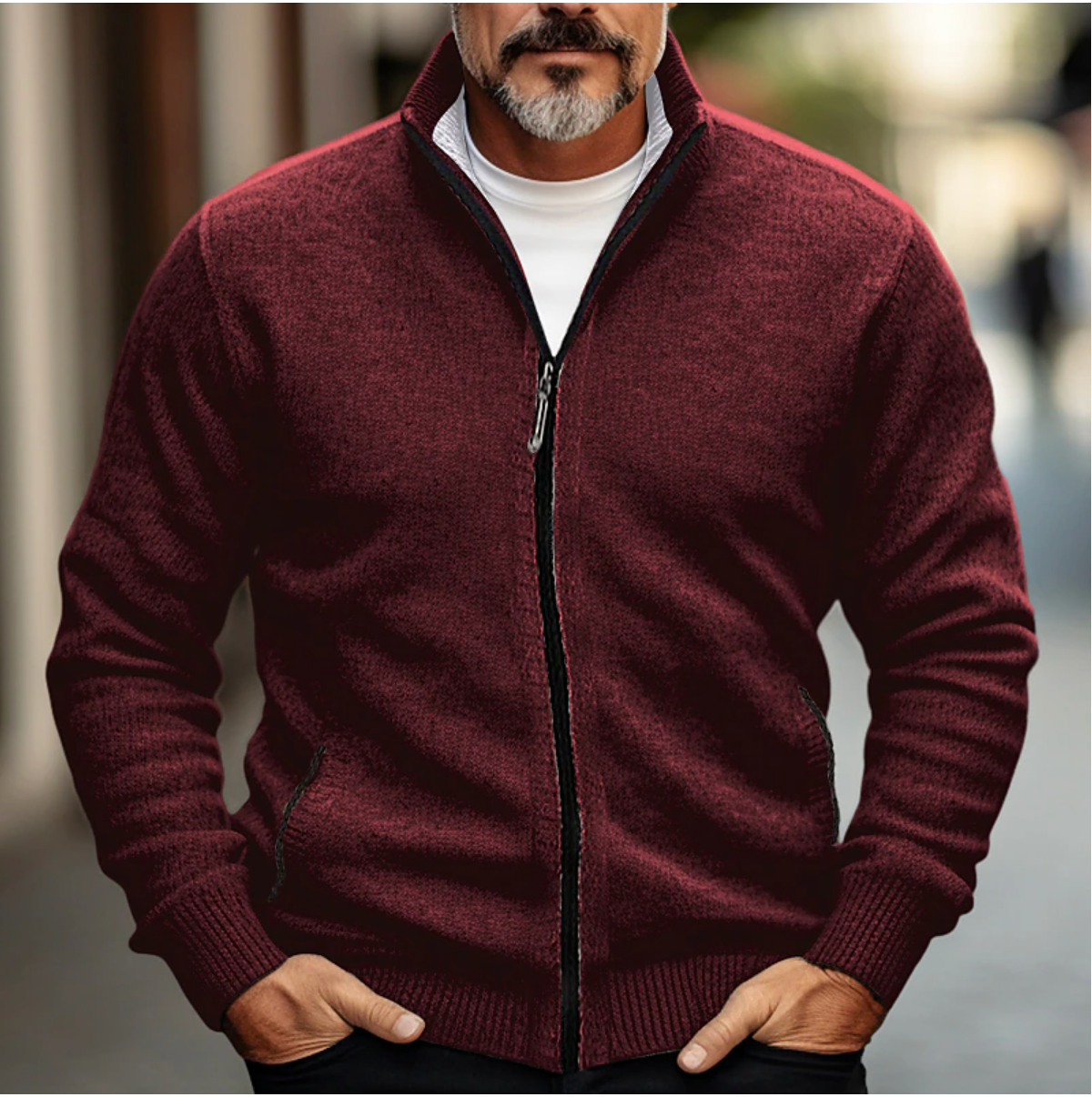 Men's Zip-Up Cardigan Soft Knit Sweater