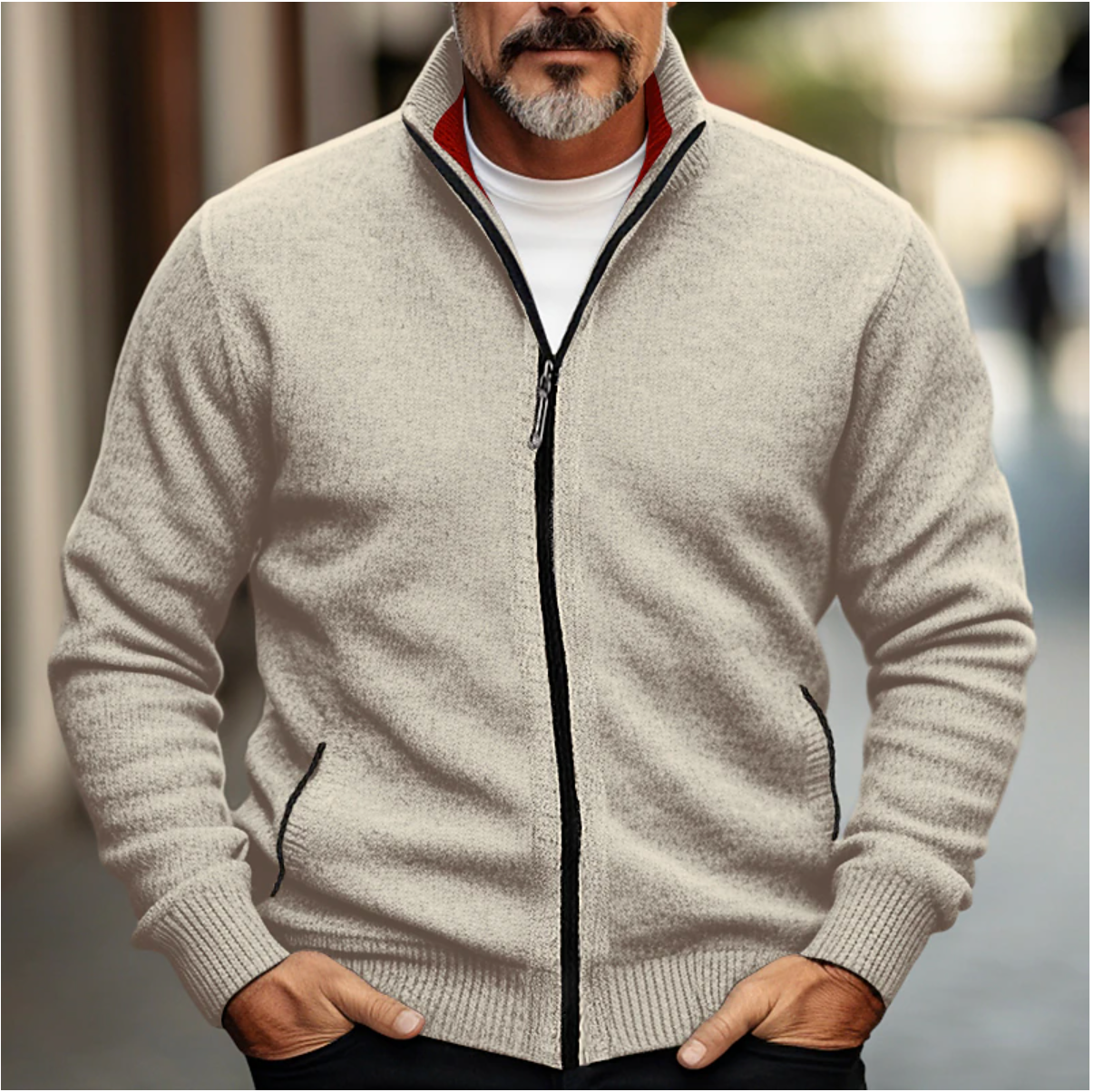 Men's Zip-Up Cardigan Soft Knit Sweater - VibreMode