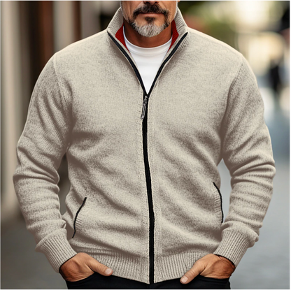 Men's Zip-Up Cardigan Soft Knit Sweater - VibreMode