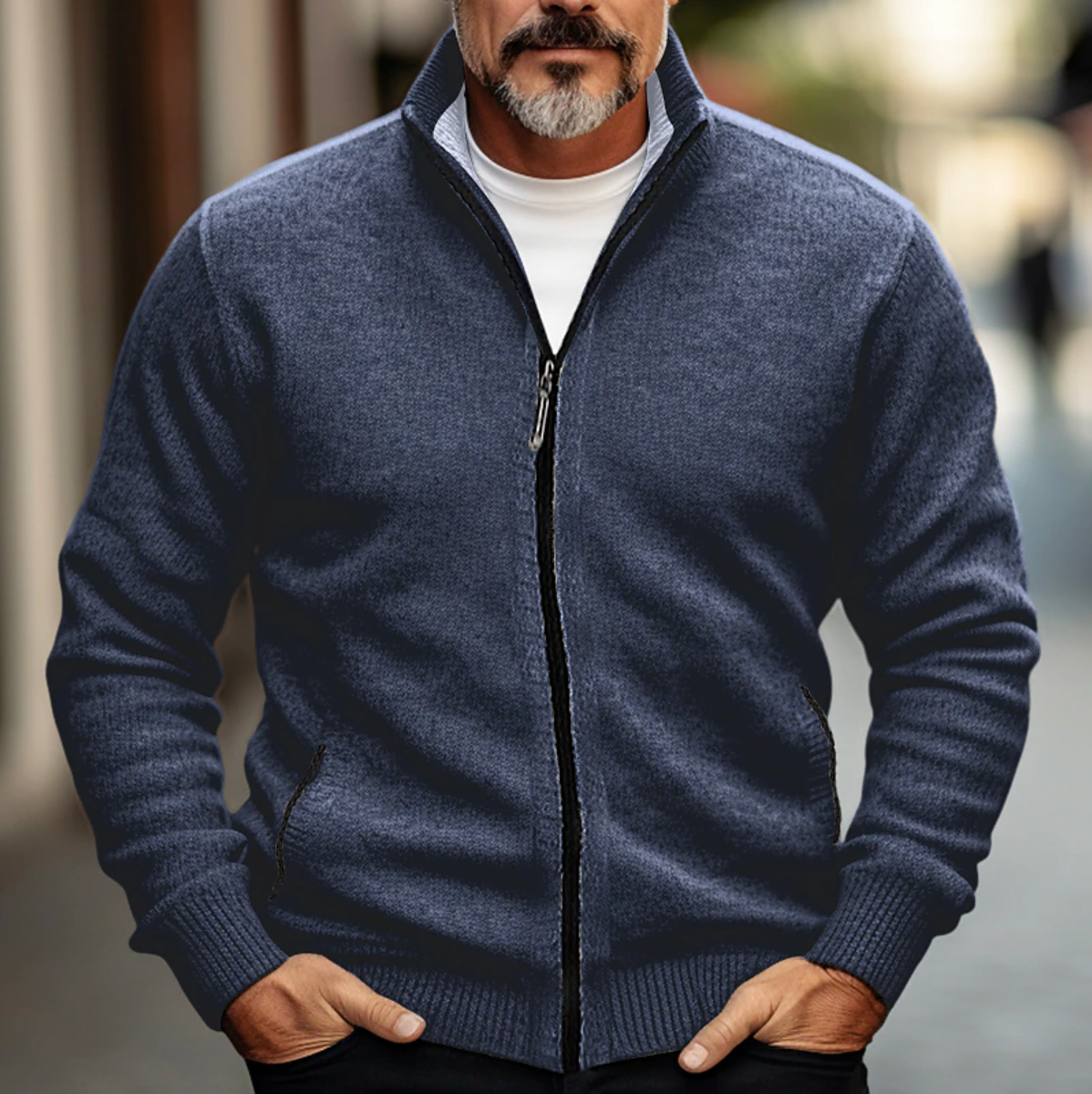 Men's Zip-Up Cardigan Soft Knit Sweater