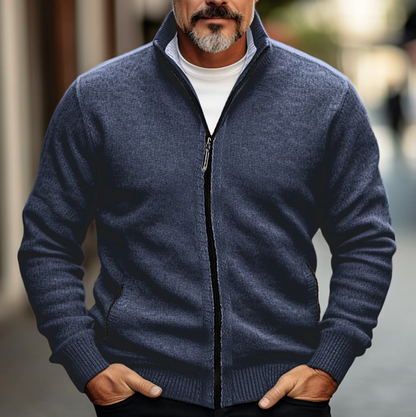 Men's Zip-Up Cardigan Soft Knit Sweater