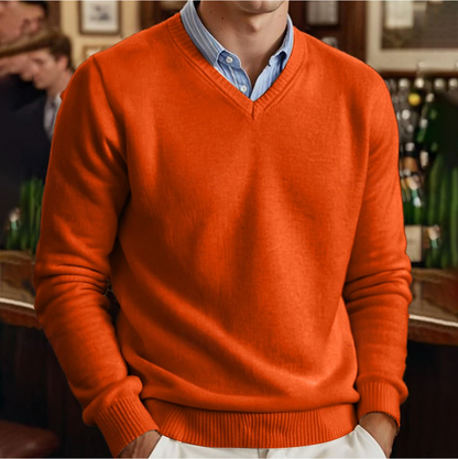 Men's V-Neck Sweater Solid Color