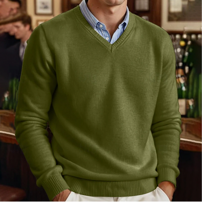 Men's V-Neck Sweater Solid Color