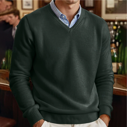 Men's V-Neck Sweater Solid Color