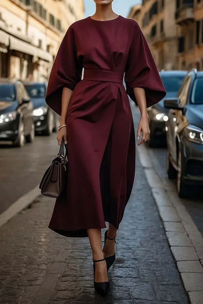 Beautiful Floral Dress with Bell Sleeves and Sash