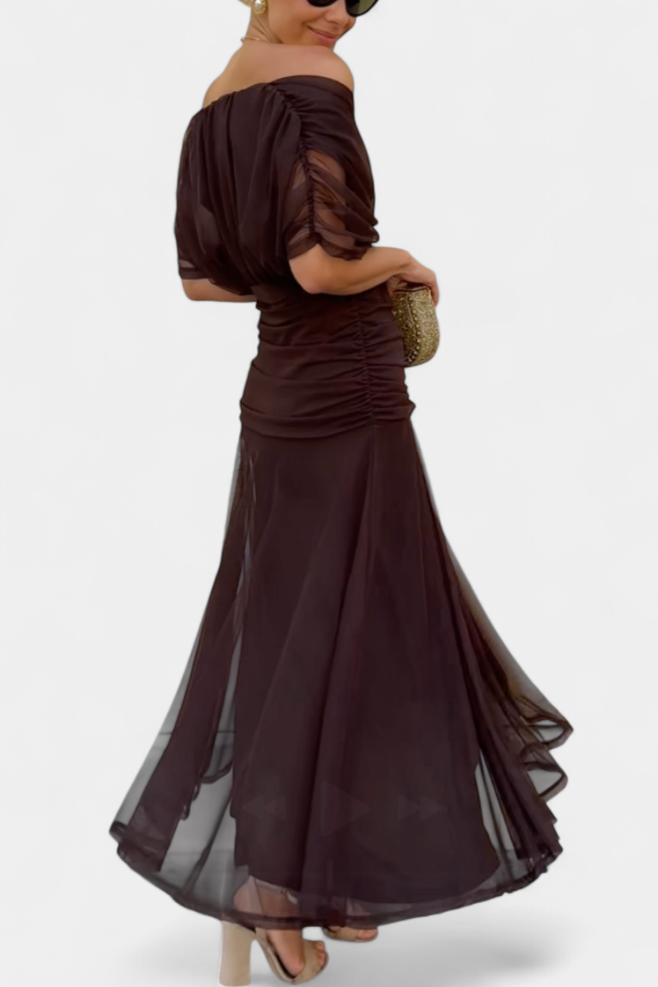 Chic Cold Shoulder Flowy Midi Dress
