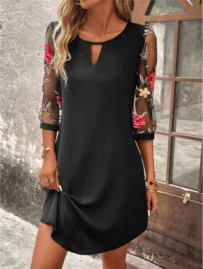 Elegant V-Neck Dress Eye-Catching Sleeves - VibreMode