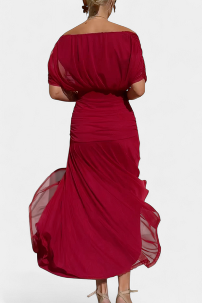 Chic Cold Shoulder Flowy Midi Dress
