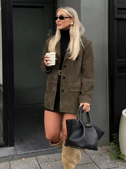 Women's Brown Suede Blazer