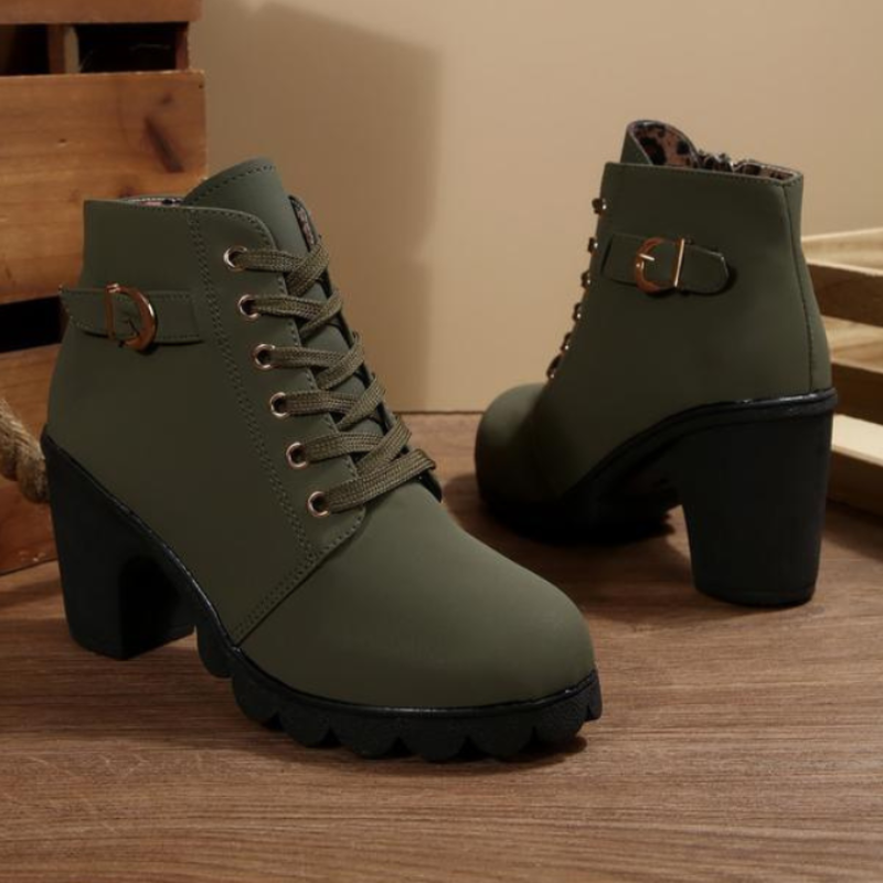 Trendy Lace Up High Heel Ankle Boots