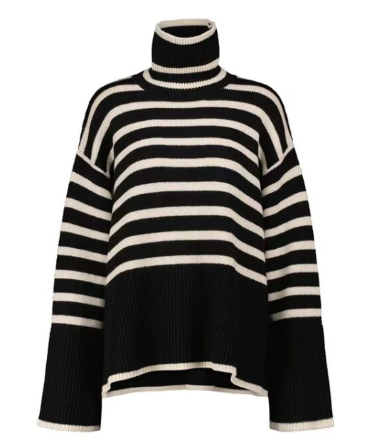 Women's Striped Turtleneck Sweater
